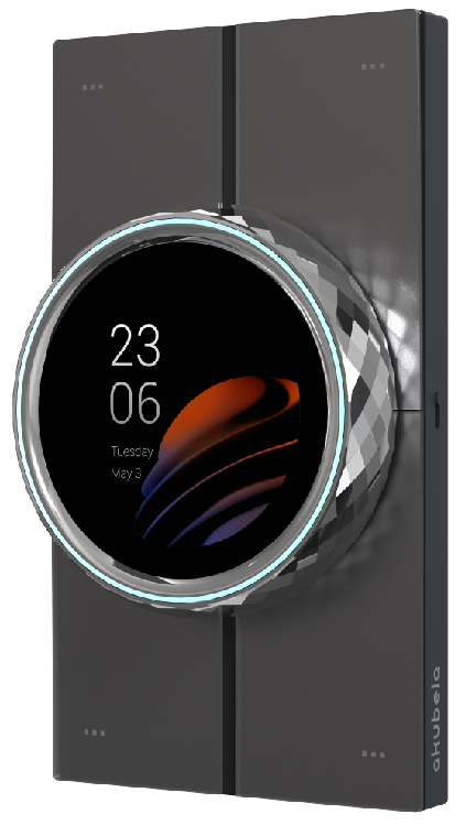 Akubela 2.1-inch touch screen with 4 AG-glass physical buttons.