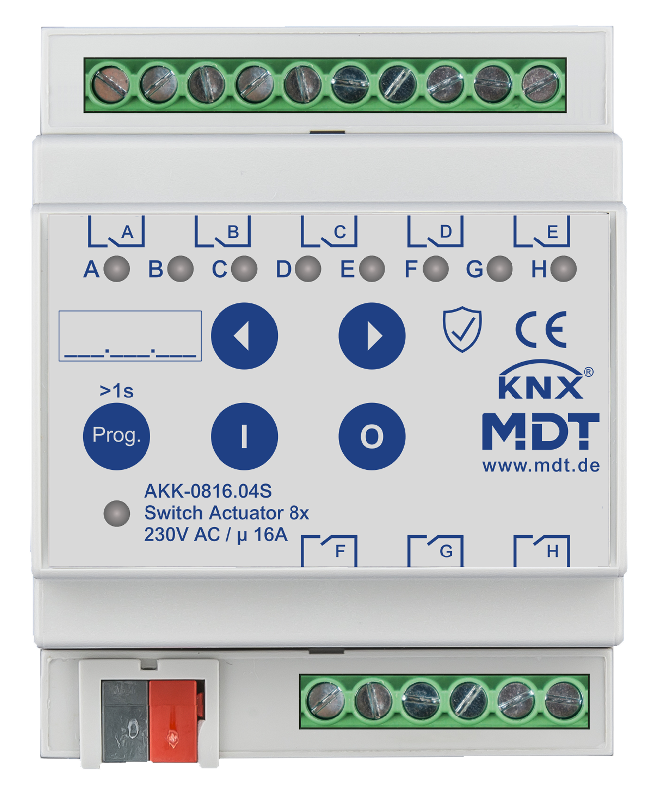 MDT Actionneur 8 sorties KNX, 4 modules, 16 A, 230 V CA, compact, 70 µF