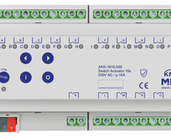 MDT Actionneur 16 sorties KNX, 8 modules, 16 A, 230 V CA, compact, 70 µF