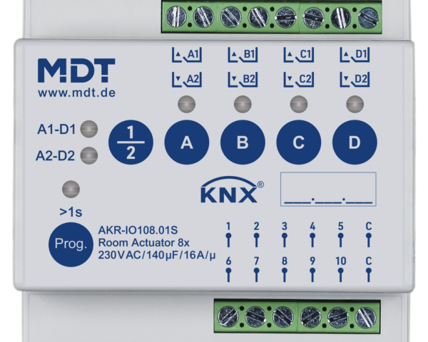 MDT Contrôleur Universel KNX 8 sorties, 10 entrées, 4 modules, 16 A, 140 µF