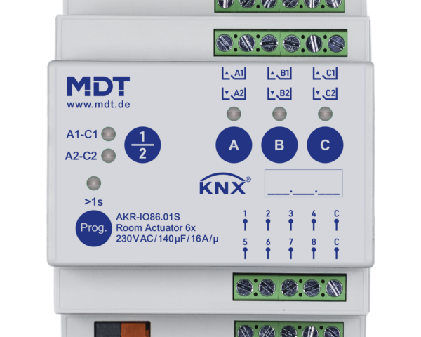 MDT Contrôleur Universel KNX 6 sorties, 8 entrées, 4 modules, 16 A, 140 µF