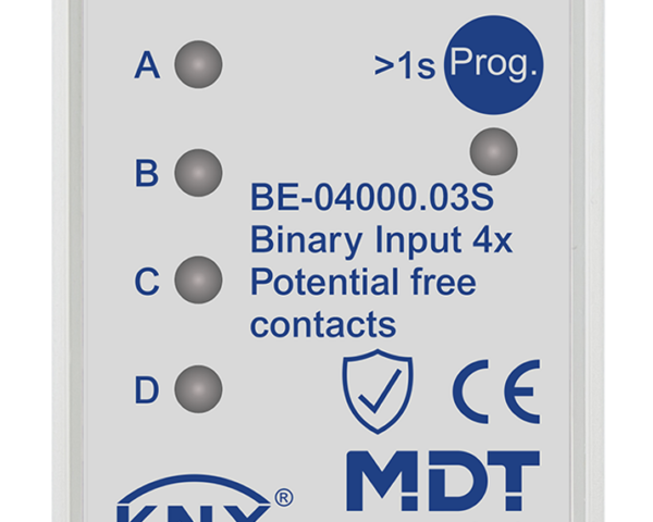 MDT Entrée binaire, 4 entrées KNX, 2 modules, libre de potentiel.