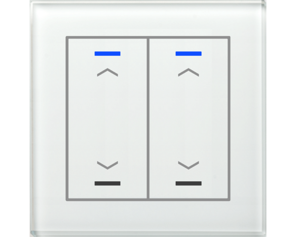 MDT Bouton-poussoir tactile II Light 2 paires KNX, RGBW, blanc, store. Haut/Bas