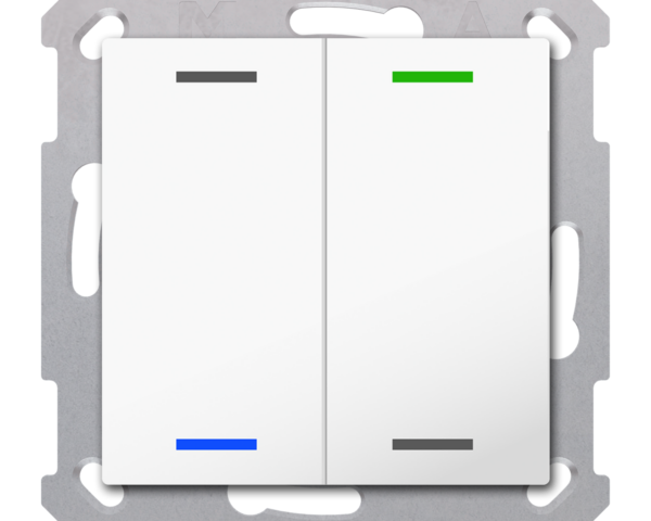 MDT Bouton-poussoir Light 55, 2 paires KNX RF+ radio,Secure,RGBW,TS,blanc,neutre