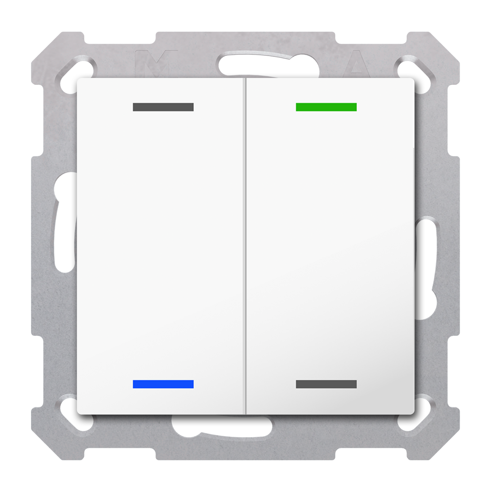 MDT Bouton-poussoir Light 55, 2 paires KNX RF+ radio,Secure,RGBW,TS,blanc,neutre
