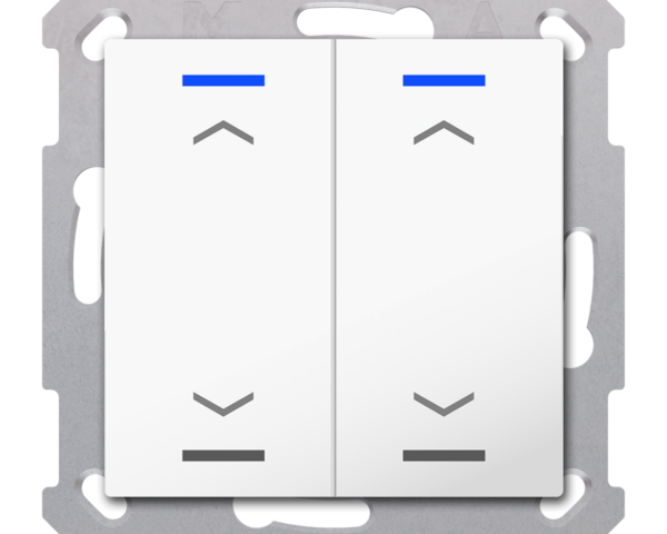 MDT Bouton-poussoir Light 55, 2 paires KNX RF+ radio,Secure,RGBW,TS,blanc,store