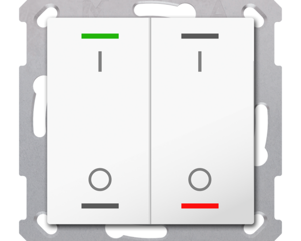 MDT Bouton-poussoir Light 55,2 paires KNX RF+ radio,Secure,RGBW,TS,blanc,commutation