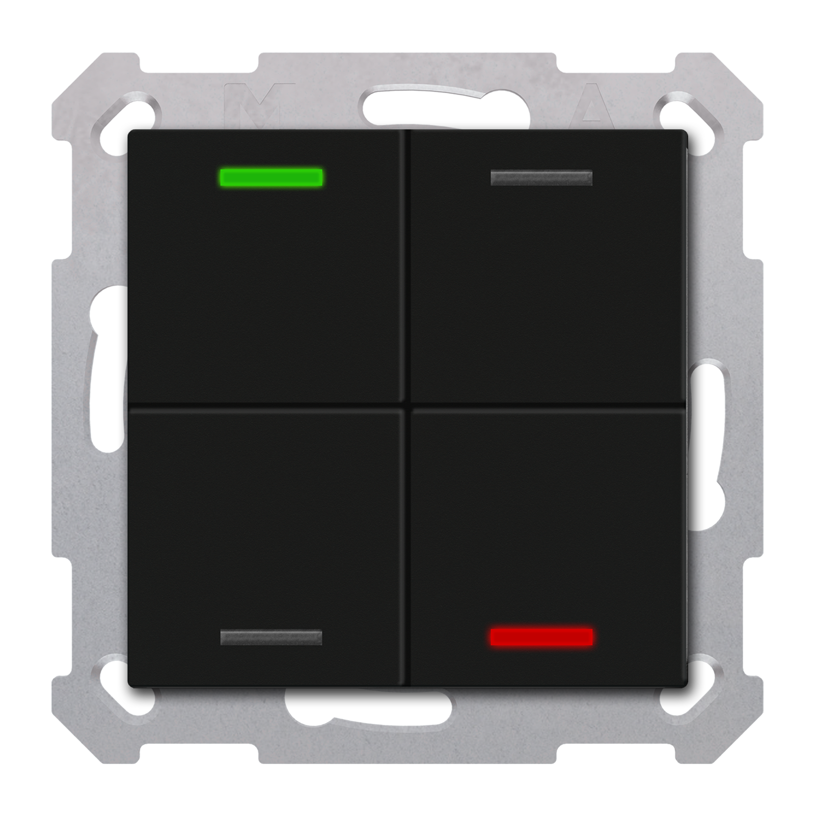 MDT Bouton-poussoir Light 55, 4 touches KNX RF+ radio,Secure,RGBW,TS,noir,neutre