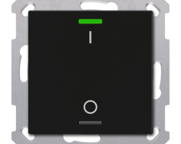 MDT Bouton-poussoir Light 55, 1 paire KNX, RGBW, noir mat, commutation. Symbole I/O