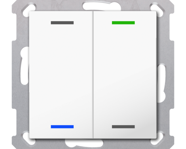 MDT Bouton-poussoir Light 55, 2 paires KNX, RGBW, blanc pur brillant, neutre. Neutre