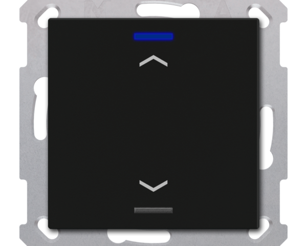 MDT Bouton-poussoir Light 55, 1 paire KNX, RGBW, sonde de temp, noir mat, store.