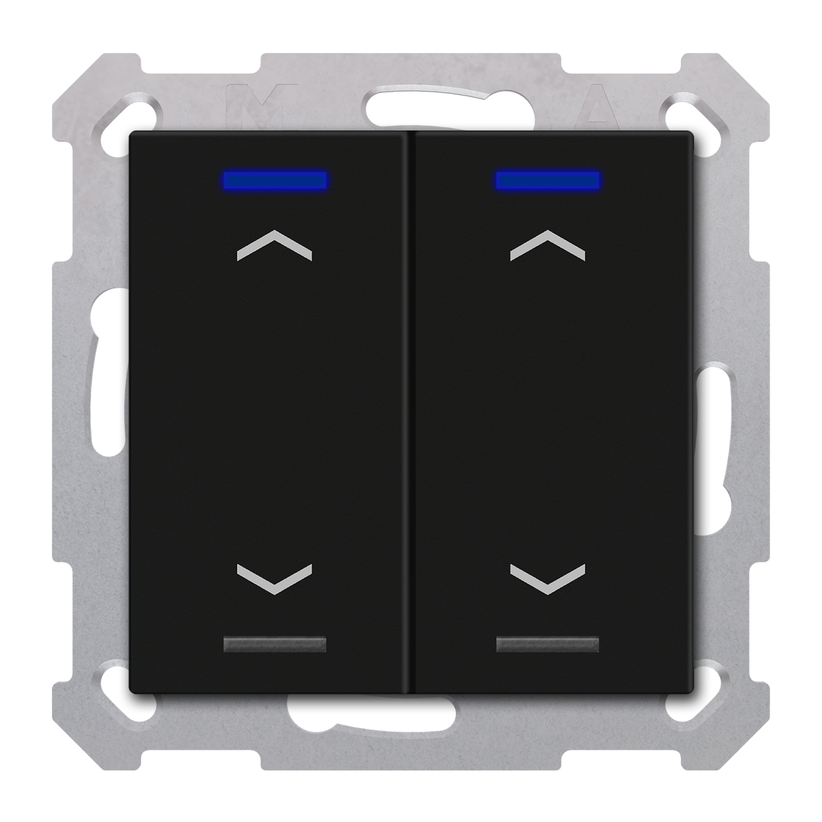 MDT Bouton-poussoir Light 55, 2 paires KNX, RGBW, sonde de temp, noir mat, store