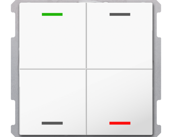 MDT Bouton-poussoir Light 63, 4 touches KNX, RGBW, sonde de temp, blanc, neutre.