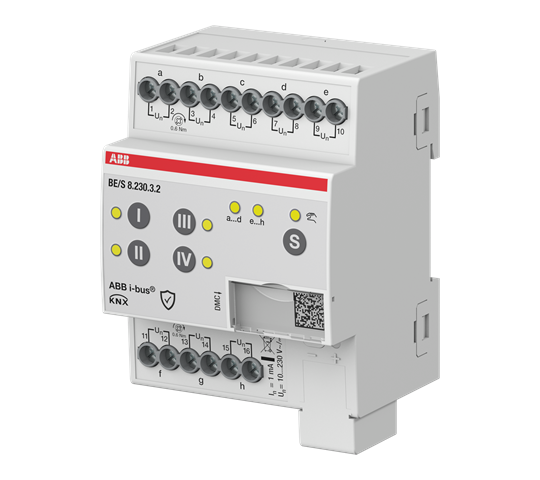 ABB Module KNX 8 Entrées Tor, 10-230V AC/DC, à commande manuelle, KNX Secure