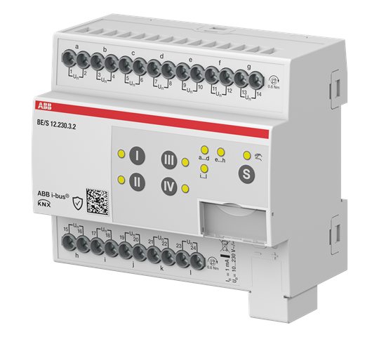 ABB Module KNX 12 entrées Tor, 10-230V AC/DC, à commande manuelle, KNX Secure