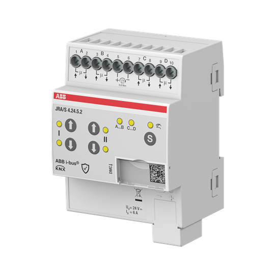 ABB Actionneur KNX Secure 4 Volets/Stores 24 VDC 6A, Cmd manu,dét. Mouv, butées auto