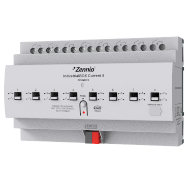 Zennio IndustrialBOX Current 8. Actionneur industriel avec 8 sorties (20 A - 200 µF)...