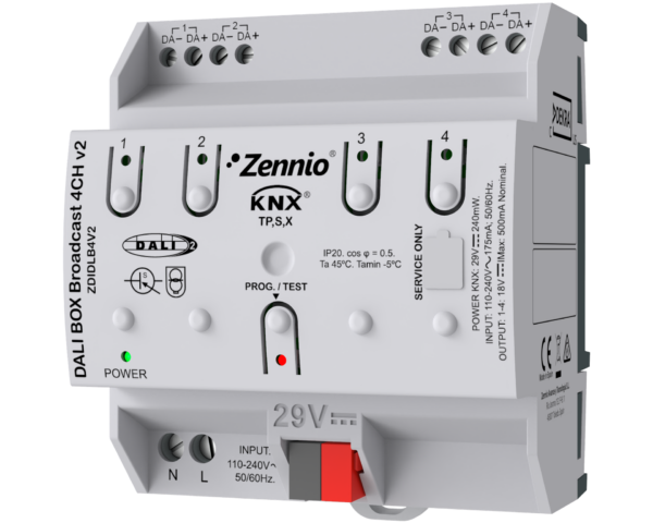 Zennio DALI BOX Broadcast 4CH v2. Interface KNX - DALI