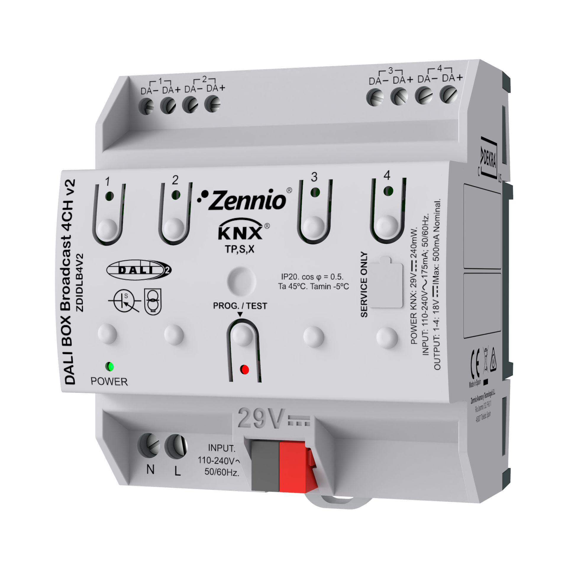 Zennio DALI BOX Broadcast 4CH v2. Interface KNX - DALI