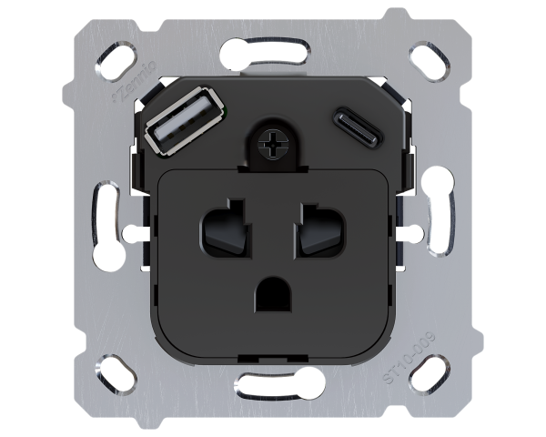 Zennio ZS55/ZS70. Base de prise euro-américain avec USB C et