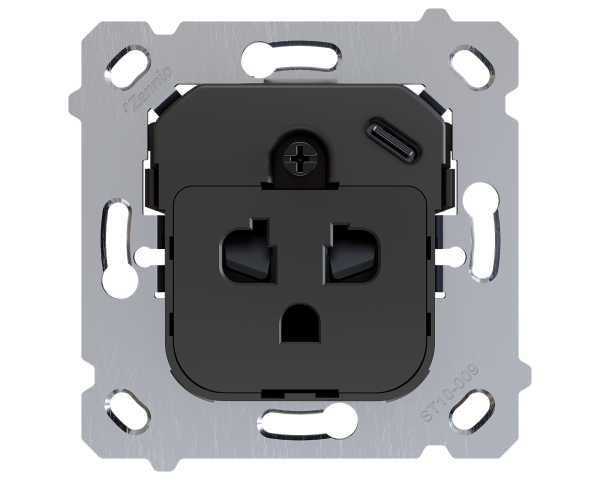 Zennio ZS55/ZS70. Base de prise euro-américain avec USB C