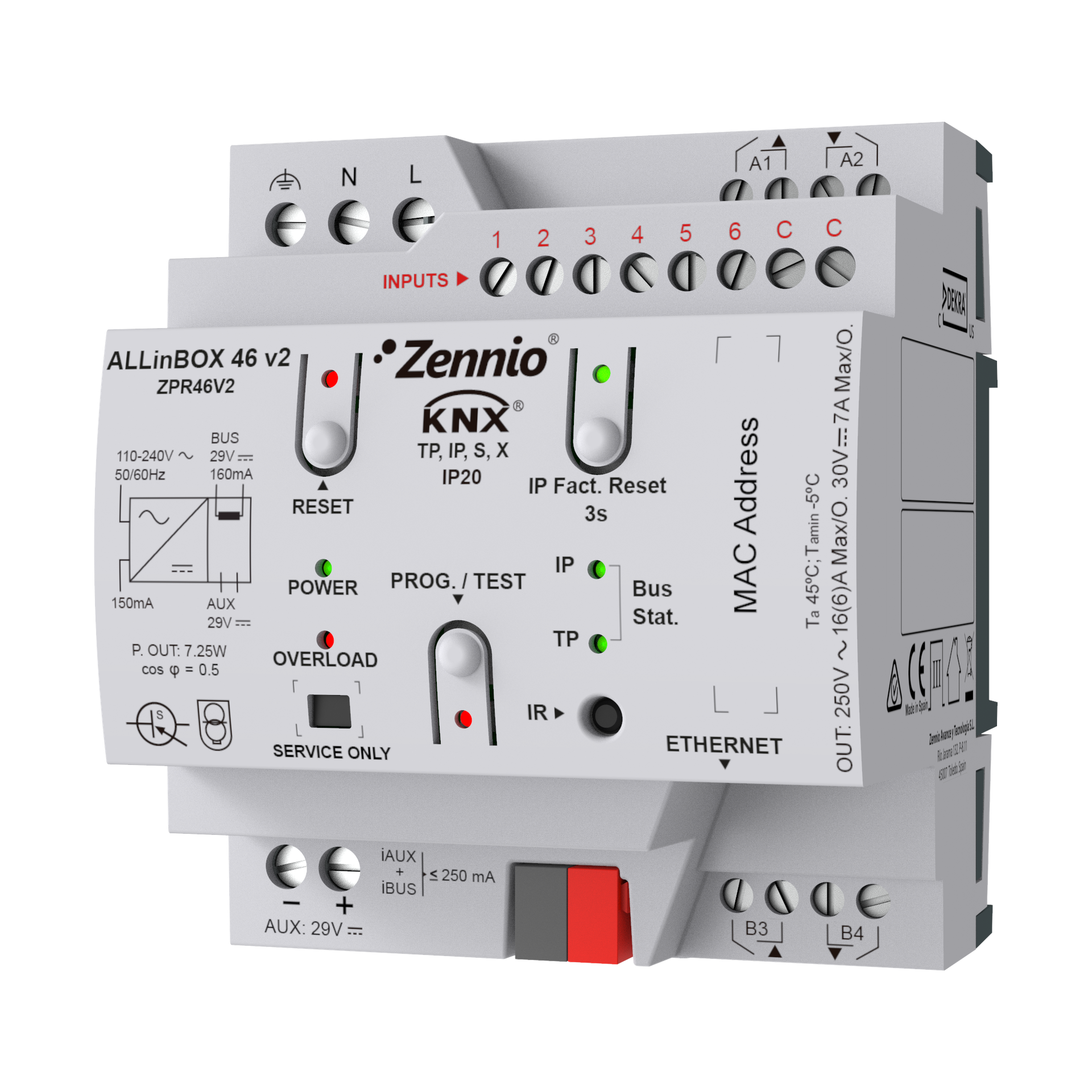 Zennio ALLinBOX 46 v2. Dispositif multifonction avec source
