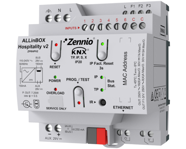 Zennio ALLinBOX Hospitality v2. Dispositif multifonction avec