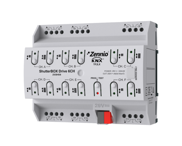 Zennio ShutterBOX Drive 6CH. Actionneur de volets de 6 canaux