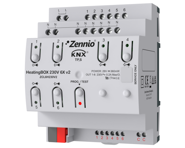 Zennio HeatingBOX 230V 6X v2. Actionneur de chauffage avec 6