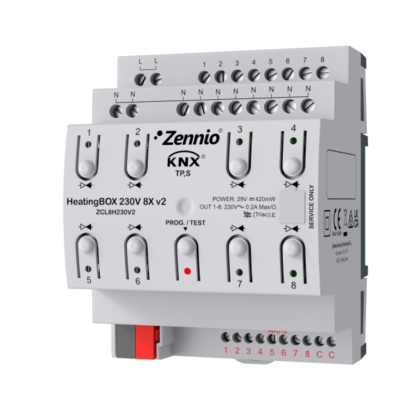 Zennio HeatingBOX 230V 8X v2. Actionneur de chauffage avec 8