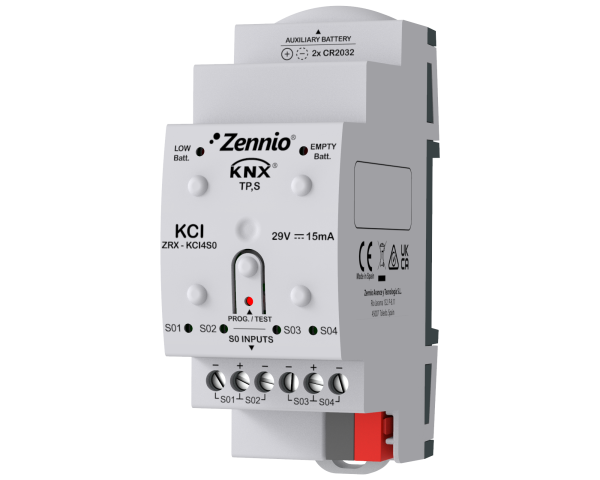 Zennio KCI. Interface KNX pour 4 compteurs de consommation