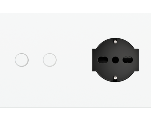 Ekinex Magnetic plate 2-fold for 4-rocker push button + IT UNEL power socket Proxima series Metal Chrome