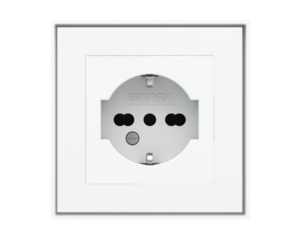 Ekinex 2 USB port (Type A+TypeC) painted Square Cover FR socket (55x55) Black Plastic